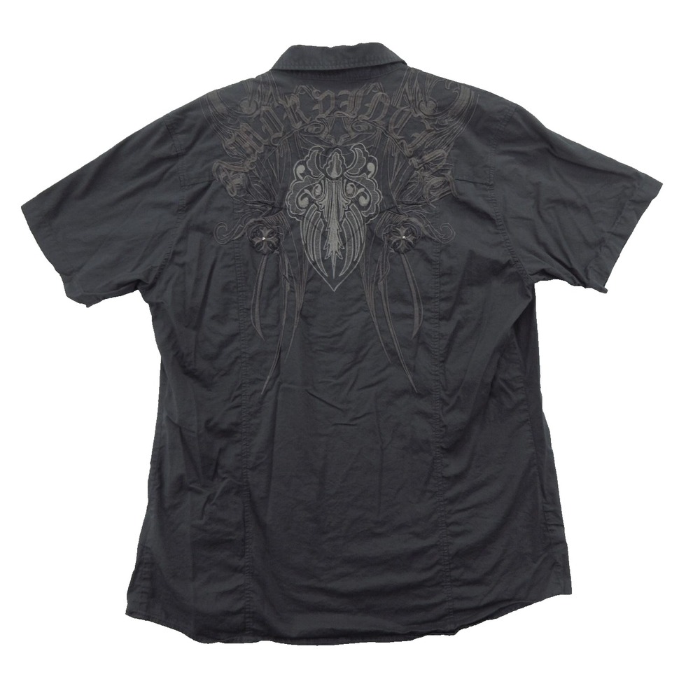 Monarchy Collection Shirt Mens 3XL Gray Embroidered Graphic Back Button Up